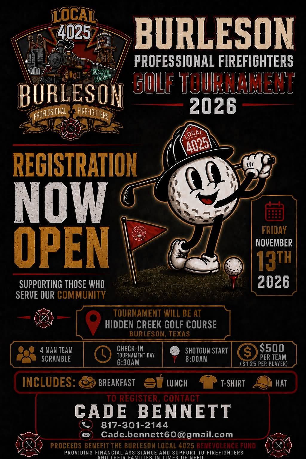 Burleson Professional Firefighters Golf Tournament 2026!